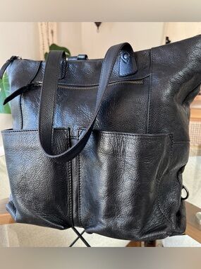 Cut N Paste HASTINGS Leather Tote Made in Italy Black Pebbled Full Grain